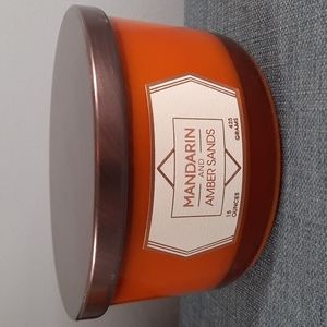 Jar Candle Three 3 Wick 15oz Mandarin Amber Sand Scent Fragrance Sweet Musk USA